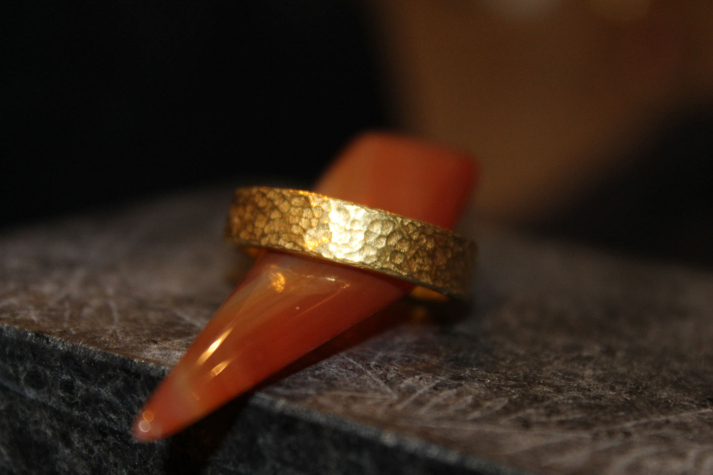 24K Gold Textured 4mm Ring
