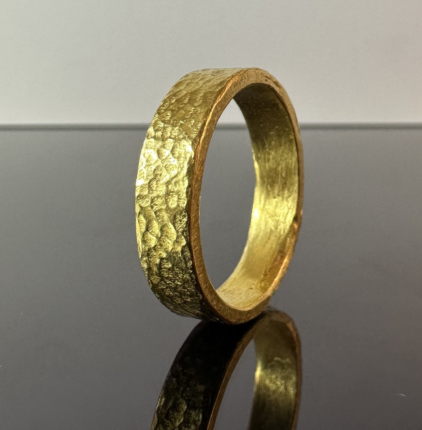 24K Gold Textured 4mm Ring