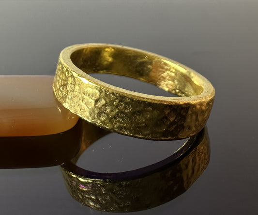 24K Gold Textured 4mm Ring