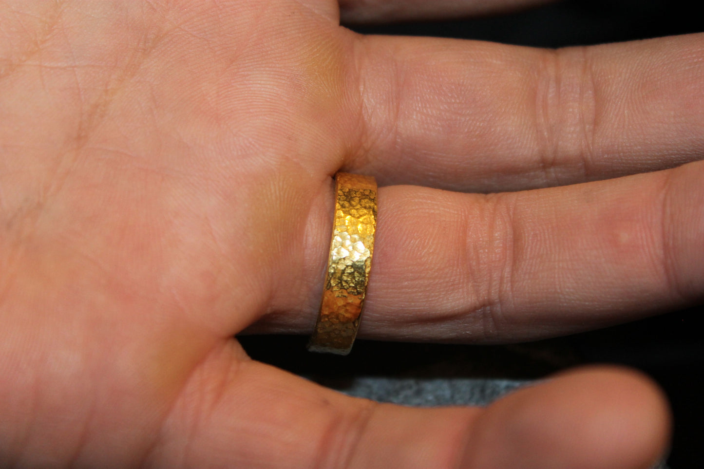 24K Gold Textured 4mm Ring