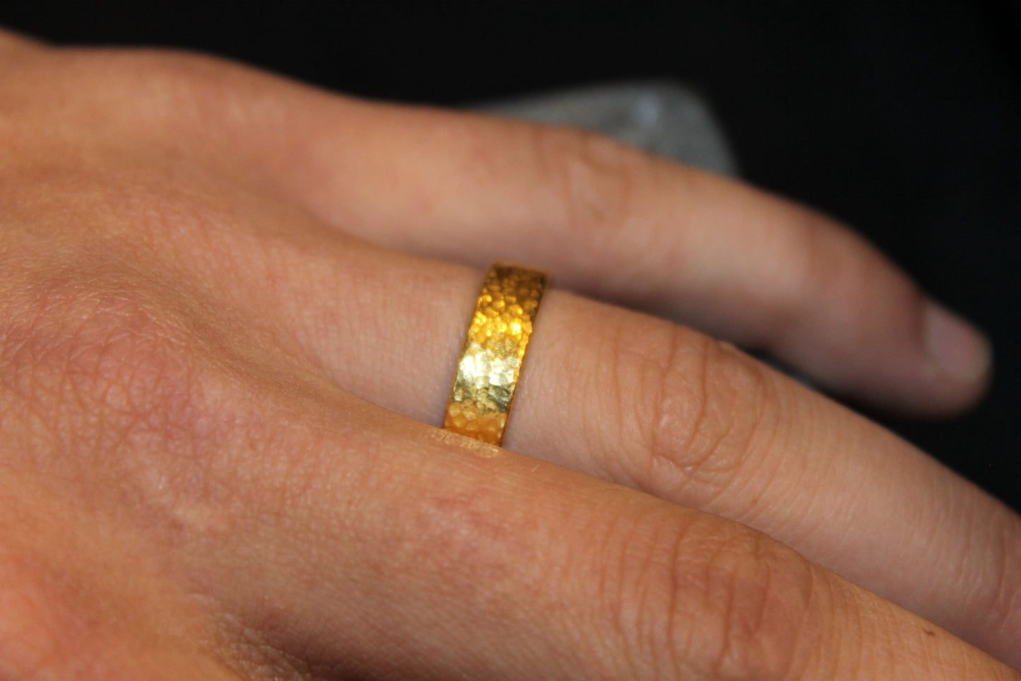 24K Gold Textured 4mm Ring