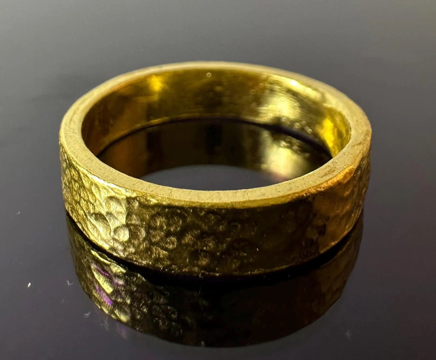24K Gold Textured 4mm Ring