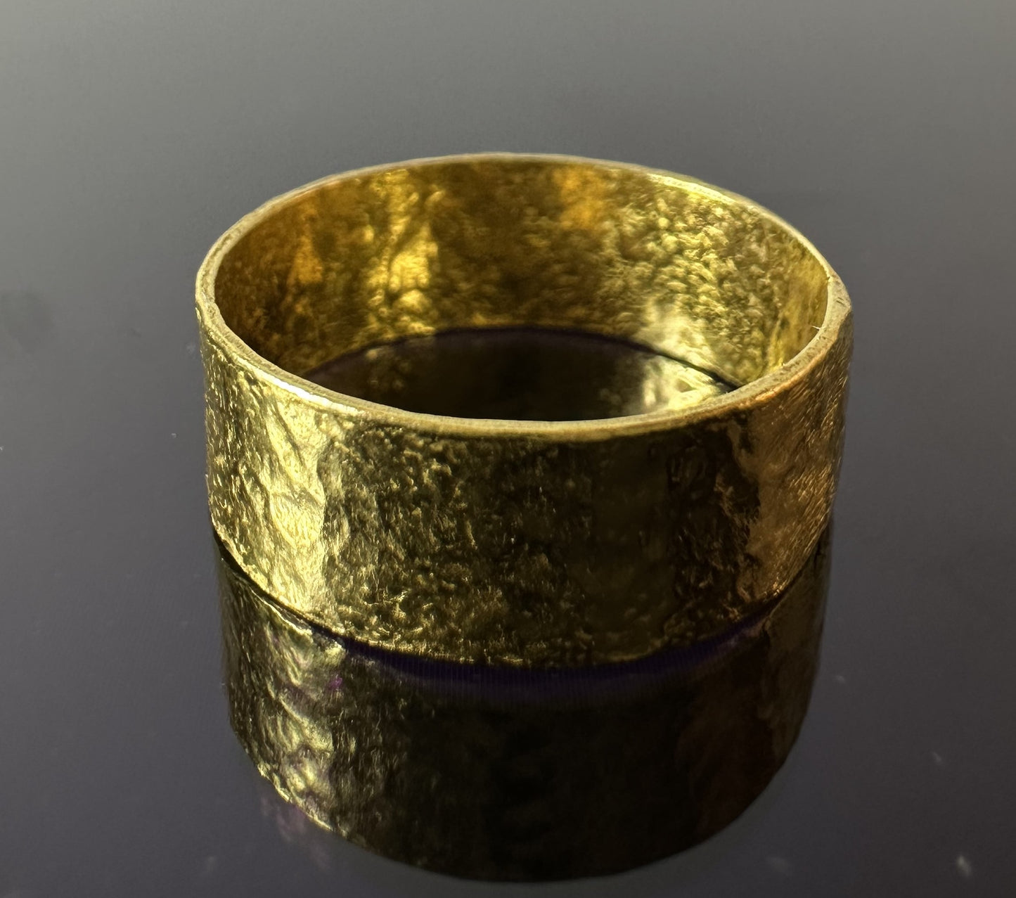 24k Gold Textured 7mm Ring