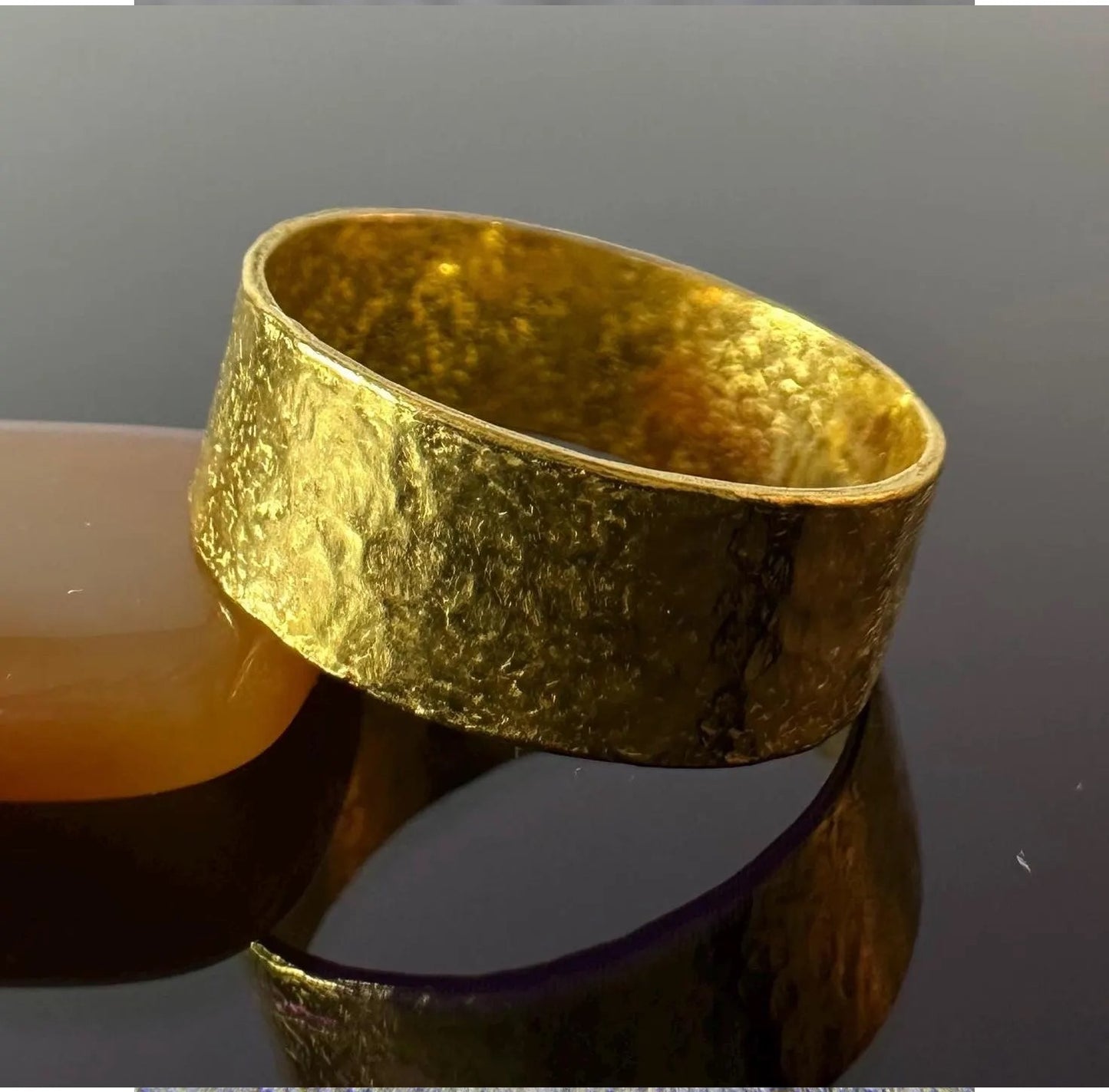 24k Gold Textured 7mm Ring
