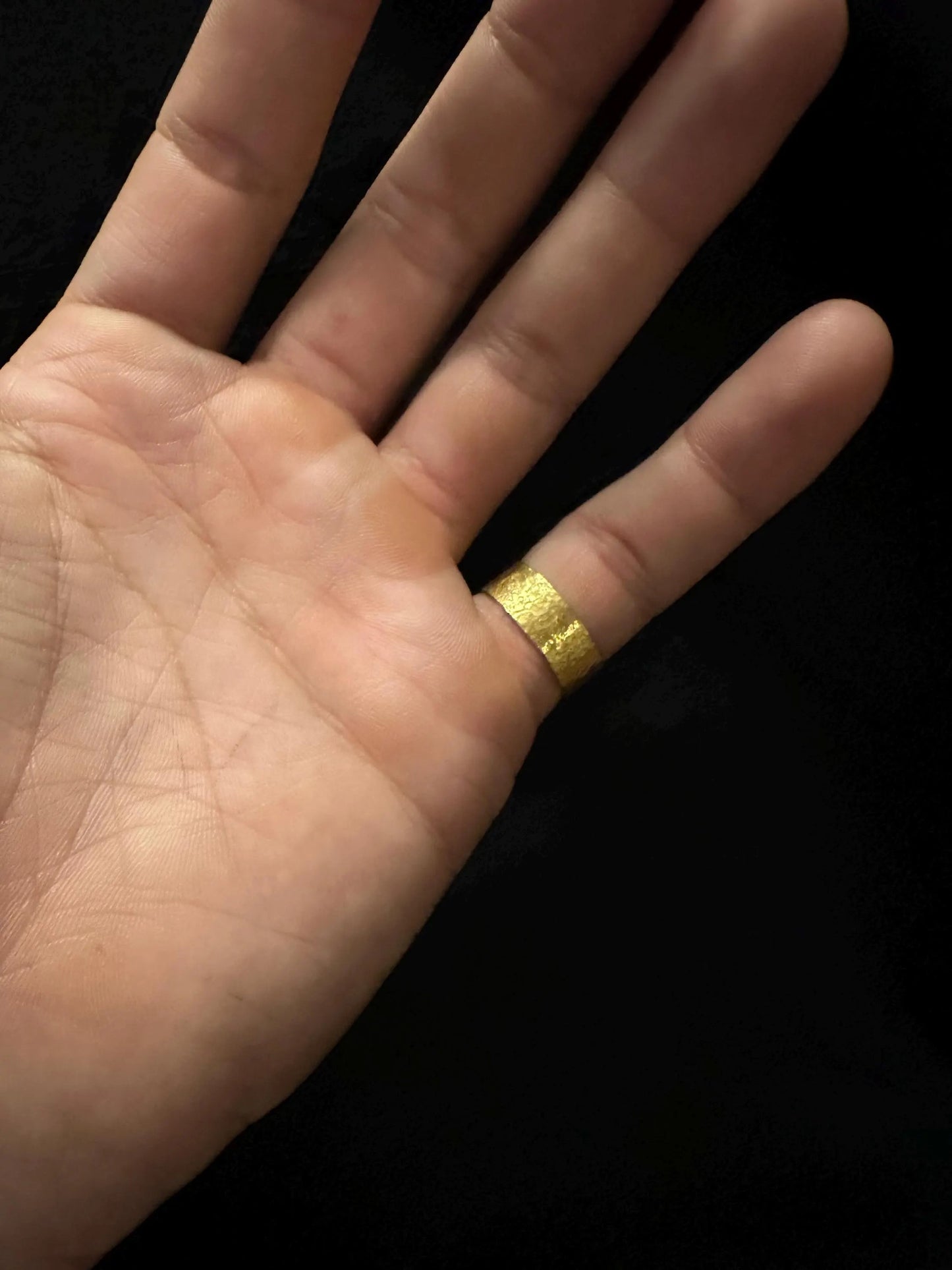 24k Gold Textured 7mm Ring