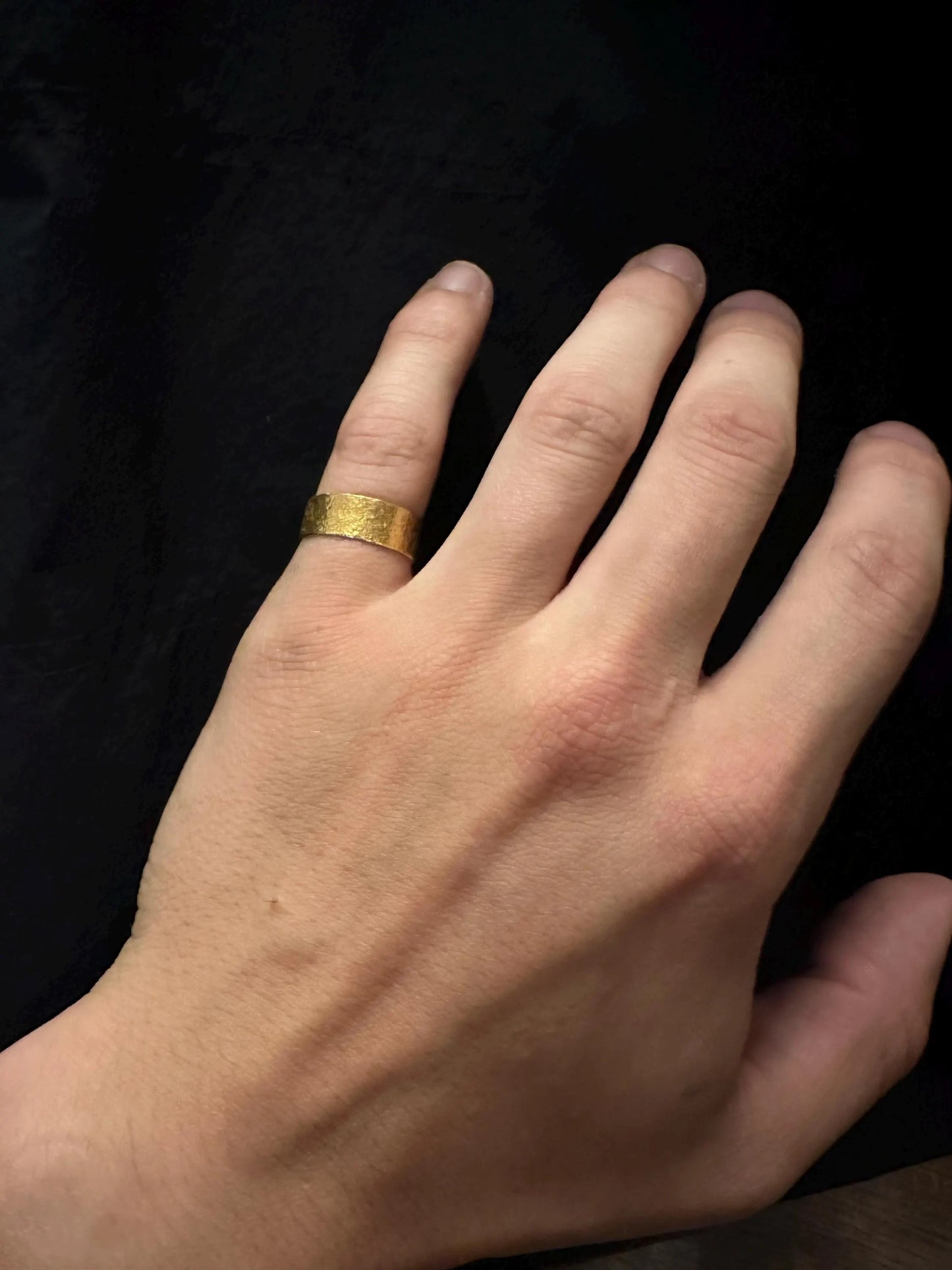 24k Gold Textured 7mm Ring