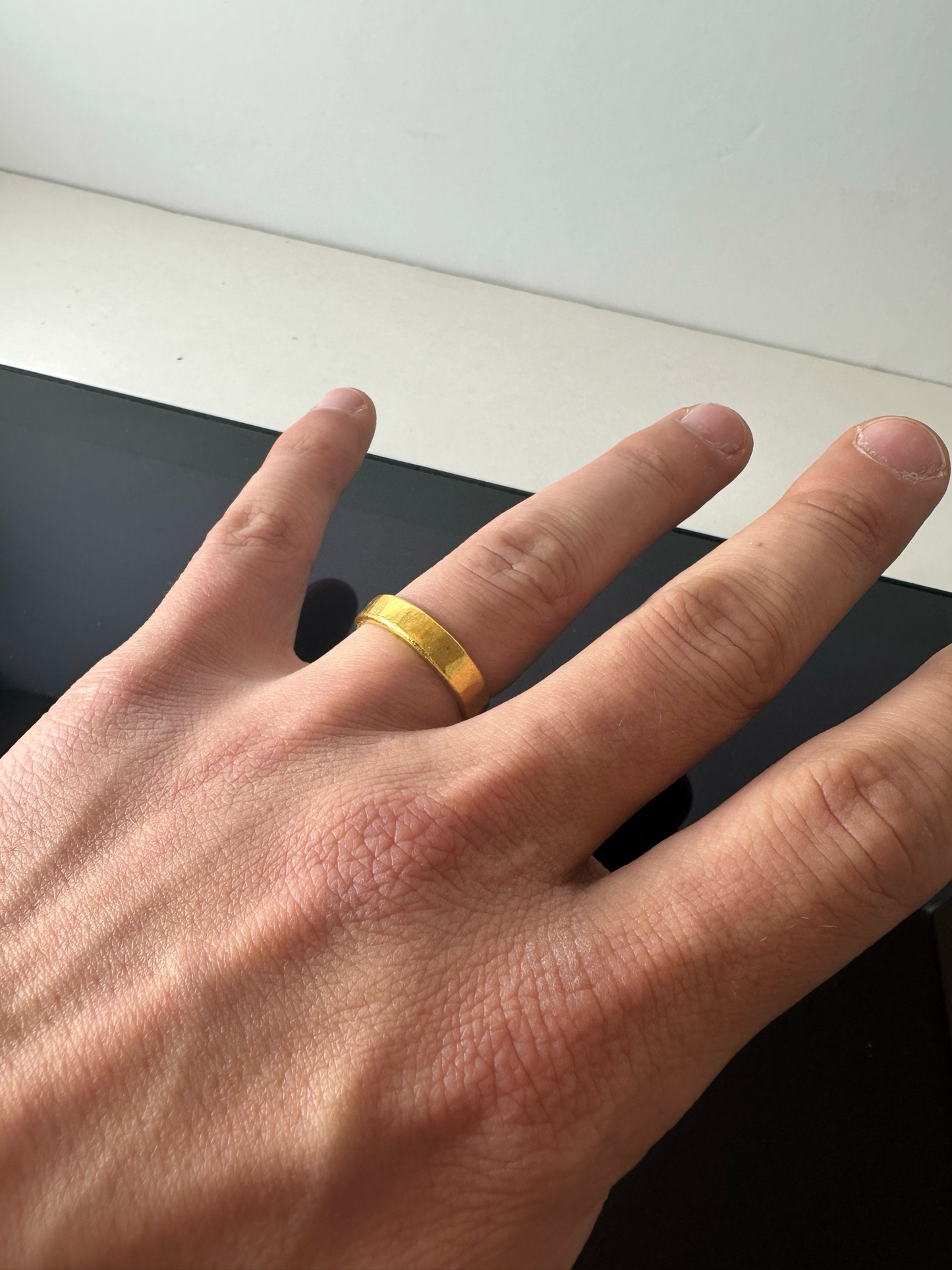 24K Gold 5mm Textured Ring
