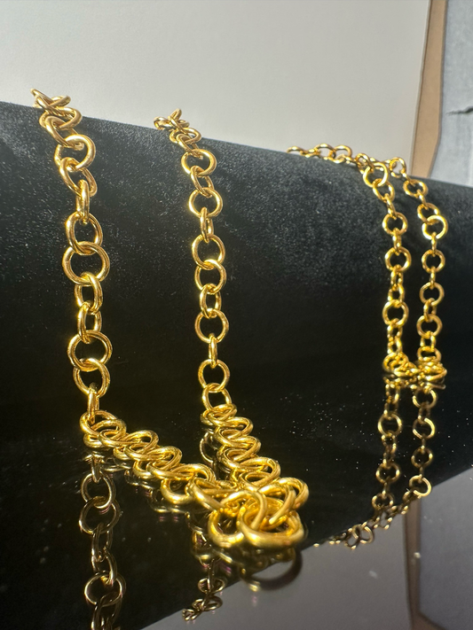 24K Gold Rolo Chain, handmade by Deca Annuli Jewelry