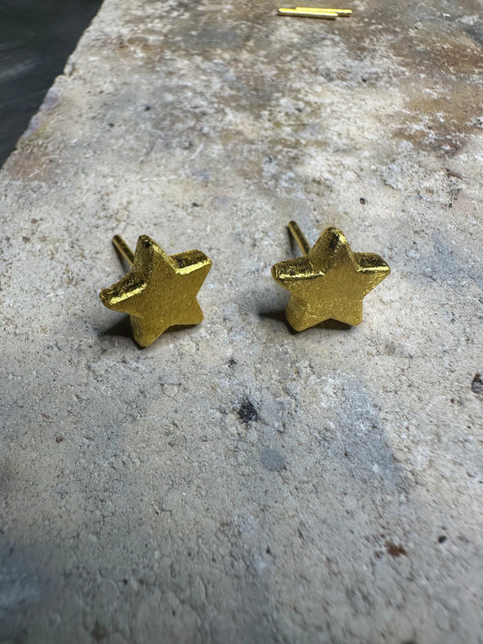 24K Gold Chunky Star Earrings