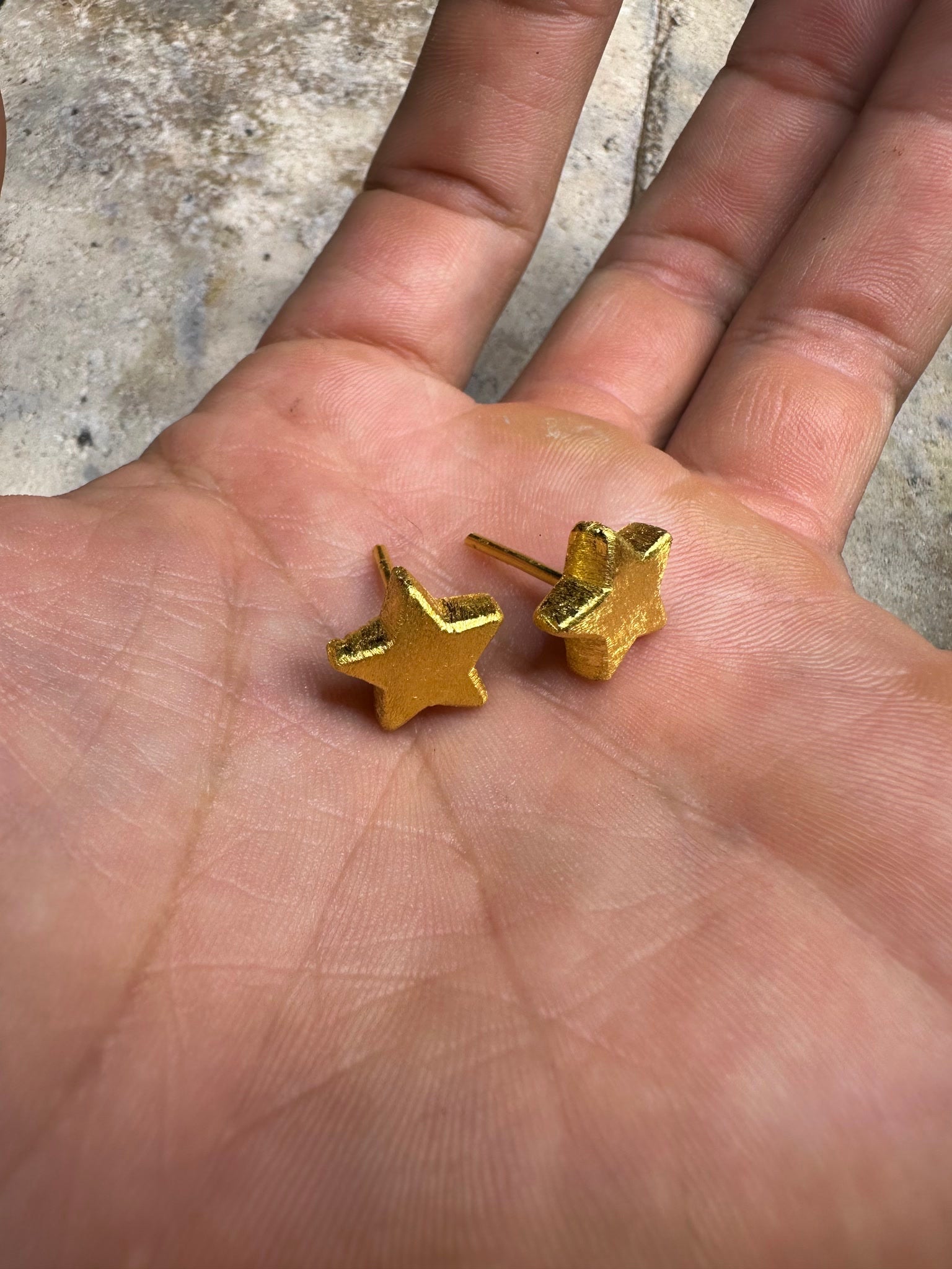 24K Gold Chunky Star Earrings